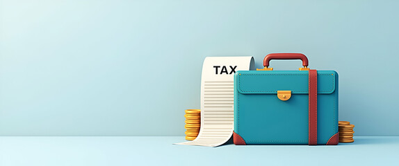 Photo Realistic Tax Document and Briefcase Icon: A Versatile Design for Financial Themes and Compliance Culture with Ample Space for Text and Graphics in Stock Photography