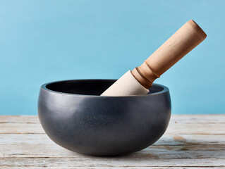 a tibetan singing bowl with water vibrating on its surface.