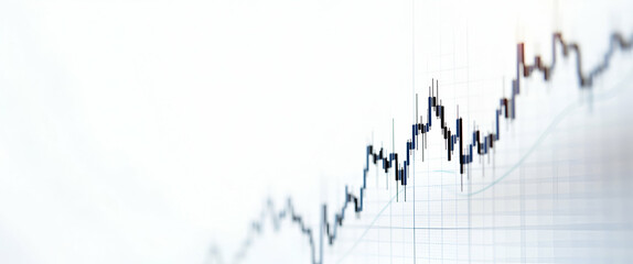 Abstract Financial Chart with Uptrend Line and Candlestick Graph in Stock Market on White Background - Ideal for Financial Analysis and Stock Market Concepts