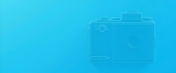 Obraz premium Photo Realistic Camera Icon on Blue Background: A Vector Image with Ample Copy Space for Travel and Photography Themes - Perfect for Stock Photo Use