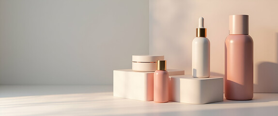 Elegant and Modern Cosmetic Bottle Display Concepts for Enhanced Digital Shelf Presence and Brand Credibility - Photo Stock
