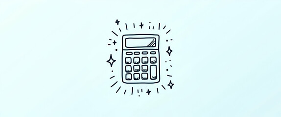 Photo realistic doodle line icon of a calculator symbolizing finance, calculations, and business accounting for budget-themed visuals.