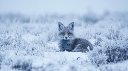 Majestic Fox in a Winter Wonderland: A Breathtaking Sight of Wildlife in Frosty Serenity
