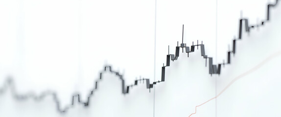 Fototapeta premium Abstract Financial Chart with Uptrend Line and Candlestick Graph in Stock Market on White Background - Ideal for Stock Market Analysis and Financial Reports with Space for Text