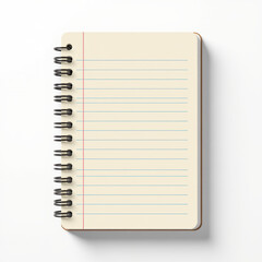 Blank spiral notebook with lined pages on white background, perfect for writing notes, ideas, or journaling in clean and simple style