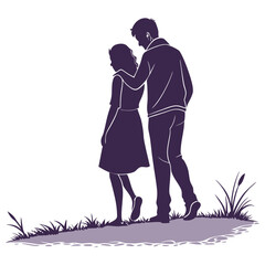 silhouette full body silhouette of a young man and women