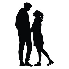 silhouette full body silhouette of a young man and women