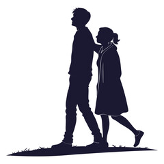 silhouette full body silhouette of a young man and women