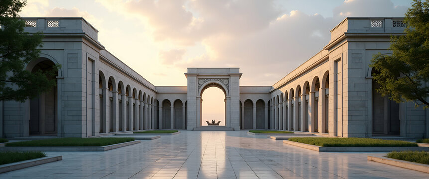 Showcase solemn historic war memorials through refined visual narratives that emphasize enduring cultural heritage architectural elegance and profound remembrance in  Photo Stock  Concept  and empty s