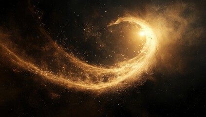 Obraz premium Cosmic Dust Swirl with Golden Nebula.