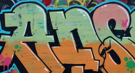 Colorful Graffiti Art on Wall Urban Expression Background