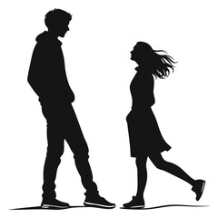 silhouette full body silhouette of a young man and women