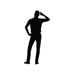 Silhouette of a standing man thinking