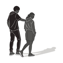 silhouette full body silhouette of a young man and women