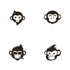 Monkey head logo design template