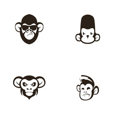 Monkey head logo design template
