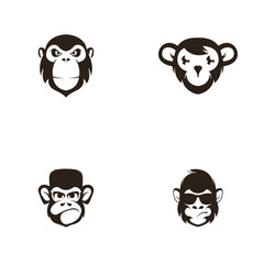 Monkey head logo design template