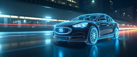 Obraz premium Exploring Cutting-Edge 5G Innovations in Autonomous Vehicles: Merging High-Speed Connectivity with Smart Sensors to Transform Transportation Systems in Photo Stock Concepts