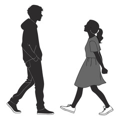 silhouette full body silhouette of a young man and women