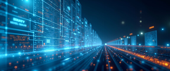 Fototapeta premium Futuristic Minimalist Wallpaper Design: Fintech Supply Chain Finance with Digital Payment Systems & Expansive Empty Space for Premium Photo Stock