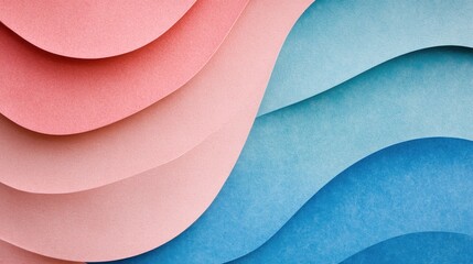 Abstract layered pink blue paper wave pattern background design
