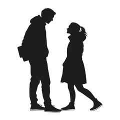 silhouette full body silhouette of a young man and women