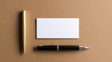 Blank business card mockup with pens minimalist corporate branding design template
