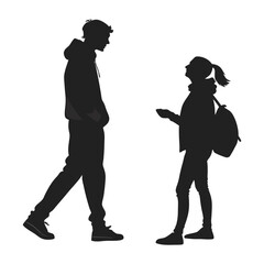 silhouette full body silhouette of a young man and women