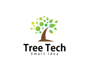 tree tech logo creative design concept nature innovation science