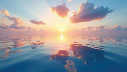 Obraz premium Smooth, unbroken surface of water reflecting sky, pristine, texture, clean