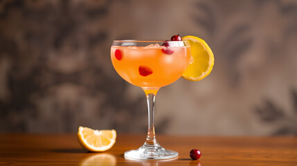 Glass with a fruit drink.