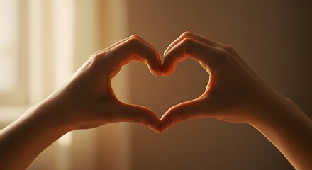 Obraz premium Hands Making Heart Shape Gesture with Warm Lighting