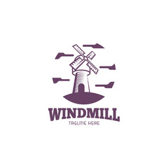 Windmill building logo design template