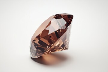 A lustrous, brown gemstone, meticulously cut and polished, casts a gentle shadow