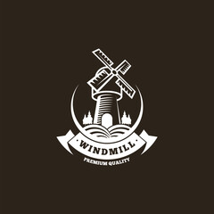 Windmill building logo design template