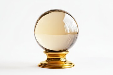 Smoky quartz sphere on golden base