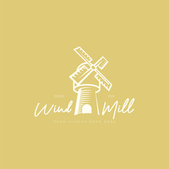 Windmill building logo design template