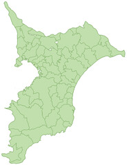 千葉県　地図　黄緑　イラスト