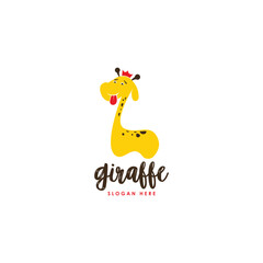 Giraffe animal logo design template