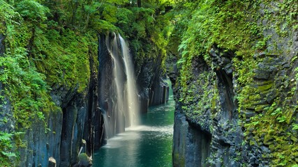 Majestic Manai Falls in Takachiho Gorge, Japan