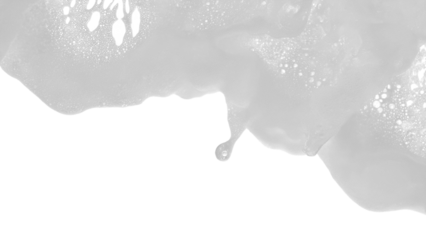 Dynamic soap foam wave with bubbly edges and droplet, isolated on transparent background, ideal for hygiene, beauty, cleaning product design, or fresh bath branding visuals