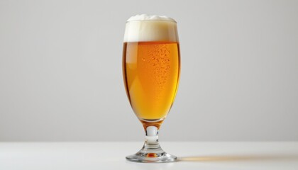 Refreshing beer glass bar counter product photography minimalist setting close-up view beverage enjoyment