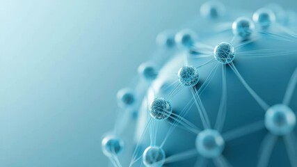Blue abstract molecular background with bubbles and network connections - Powered by Adobe