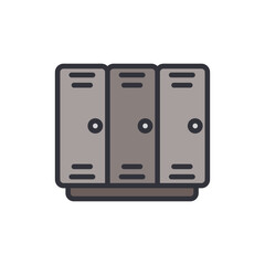 Illustration Of Three Neutral Colored Lockers With Metal Hardware