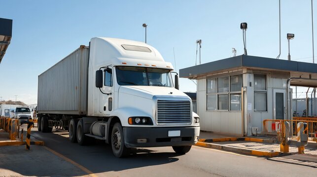 Container truck crossing border