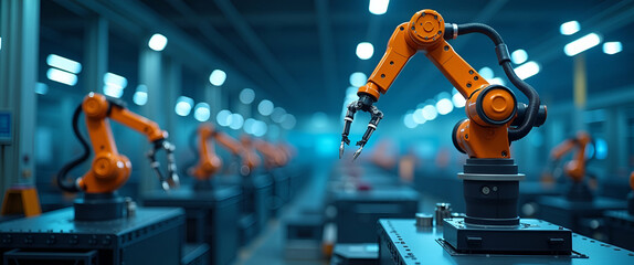 Innovative Industrial Robots: Revolutionizing Manufacturing with State-of-the-Art Automation & Precision Control Systems in Photo Stock Concept