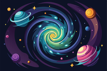 Cosmic Swirls: A Silhouette of a Dazzling Galaxy Blazing with Starry Splendor