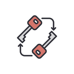 Conceptual Key Exchange Icon Depicting Transformation And Interaction