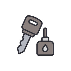 Car Key And Lubricant Oil Bottle Isolated On Transparent Illustration