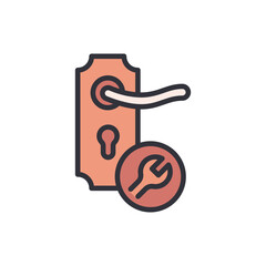 Door Handle Maintenance And Repair Concept Represented With Wrench